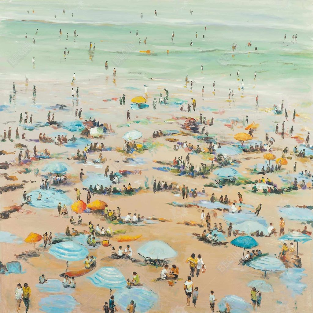 People At The Beach 24 X 36, Stretched Canvas Unframed