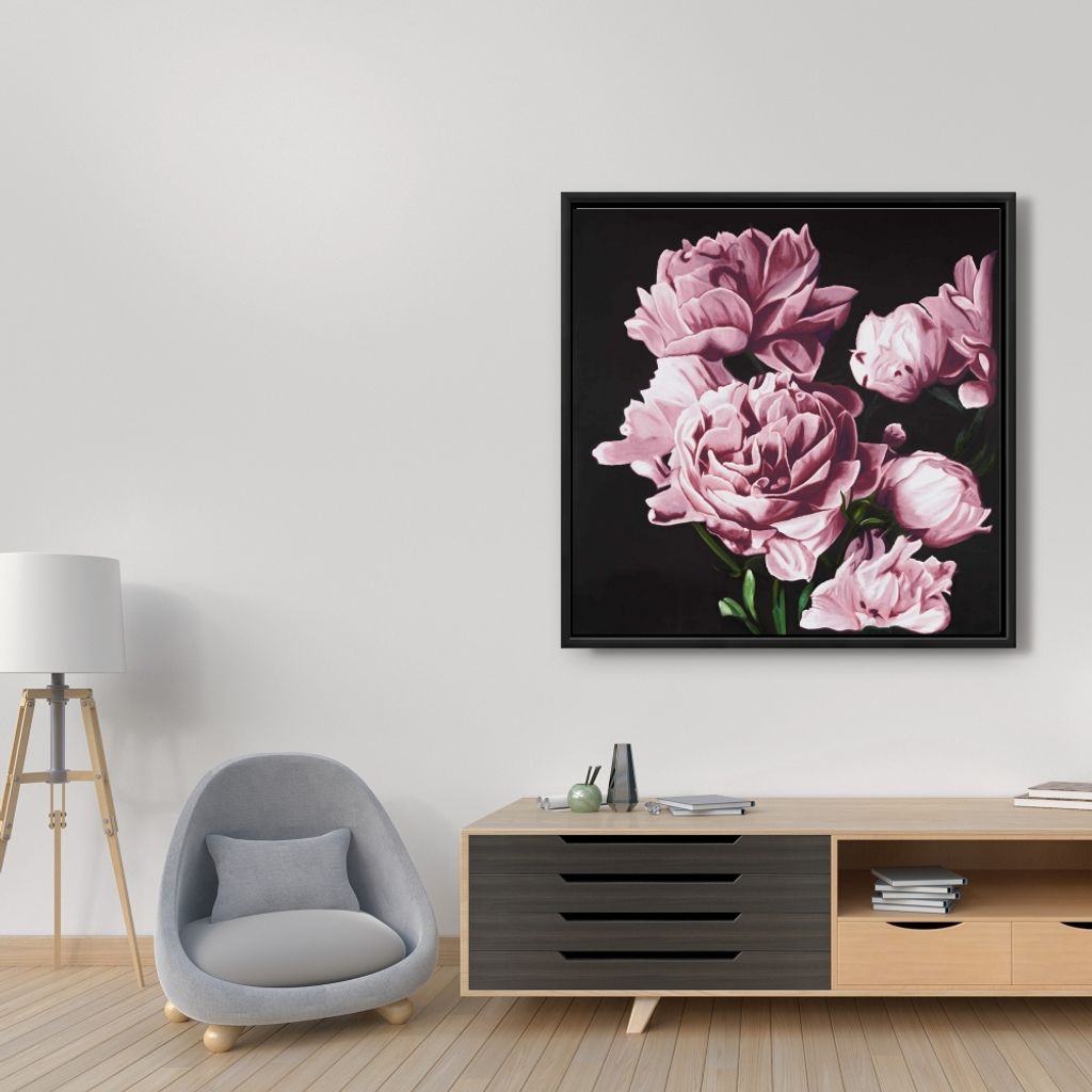 Pink P 37.25 X 37.25, Framed Stretched Canvas