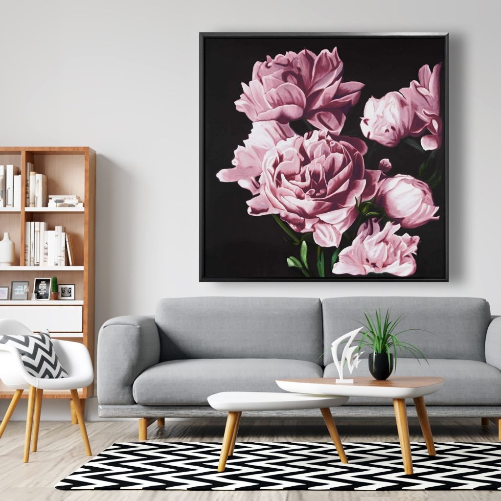 Pink P 49 X 49, Framed Stretched Canvas