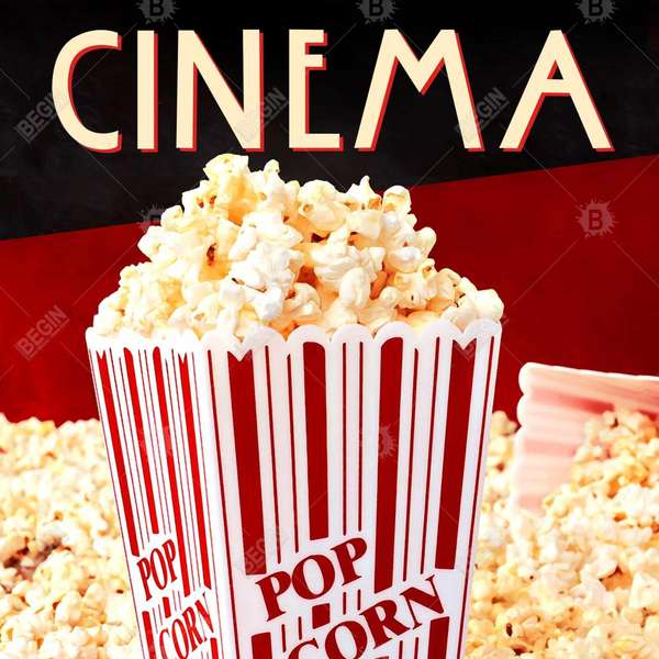 Popcorn On Movie Poster 49 X 49, Framed Stretched Canvas