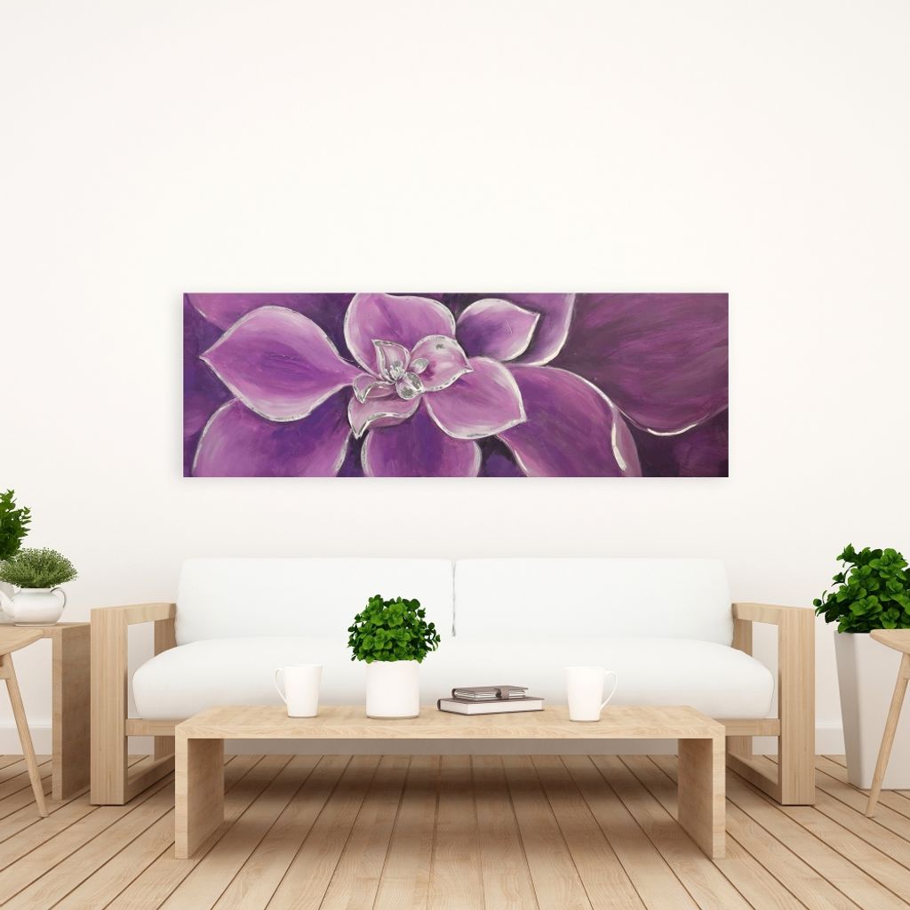 Purple Flower Closeup 20 X 60, Stretched Canvas Unframed