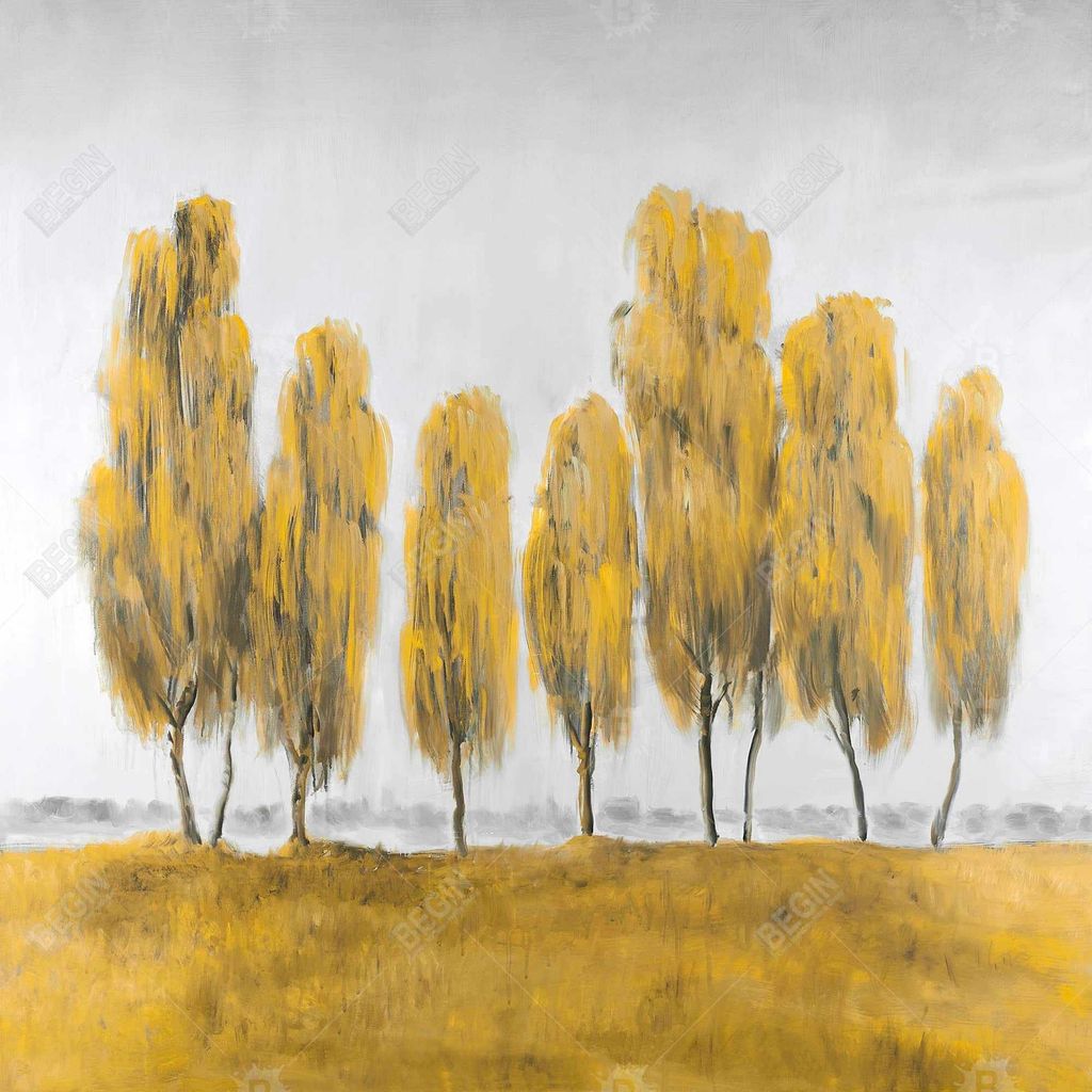 Living Room Yellow Trees Artwork, 37.25 X 37.25, Framed