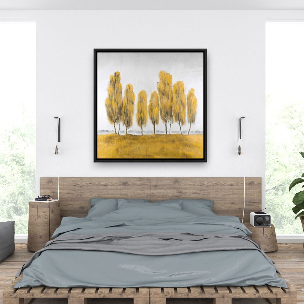 Living Room Yellow Trees Artwork, 37.25 X 37.25, Framed