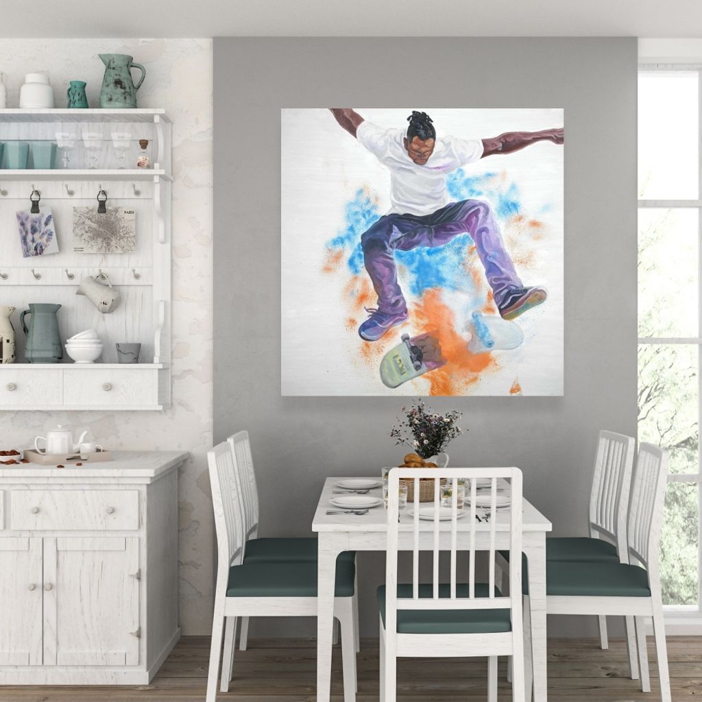 Skater 36 X 36, Stretched Canvas Unframed