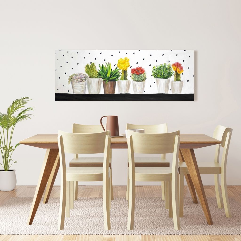 Small Cactus And Succulents 16 X 48, Stretched Canvas Unframed (115)