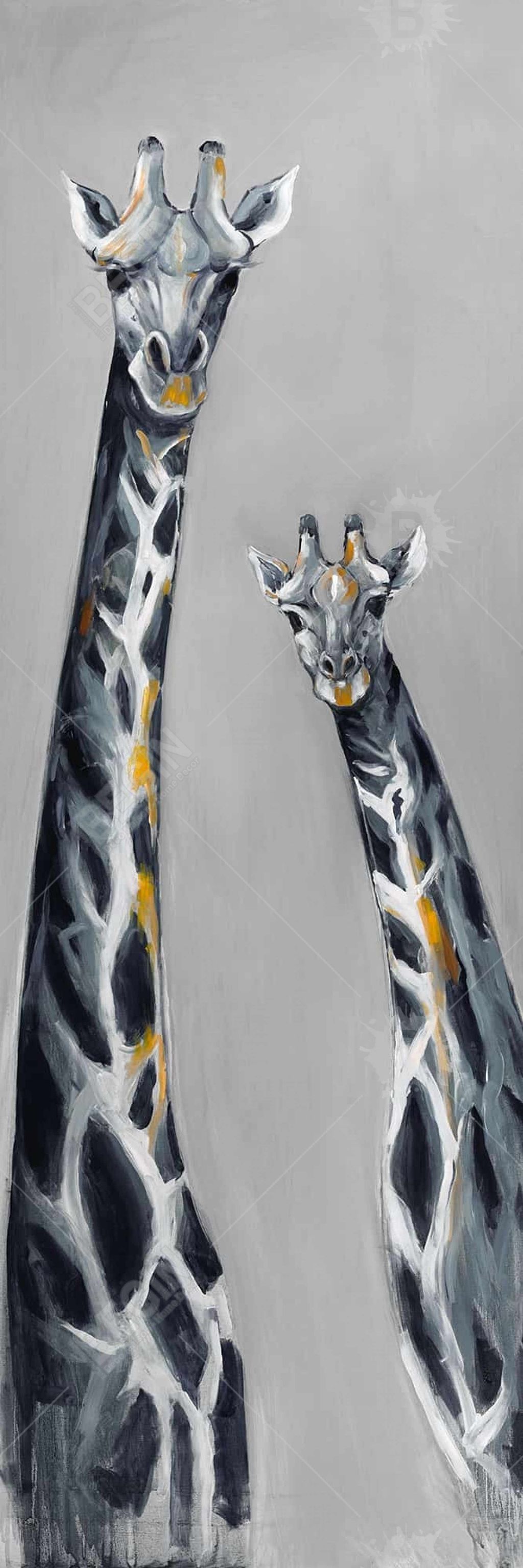 Living Room Artwork, Giraffes, 16 X 48, Framed