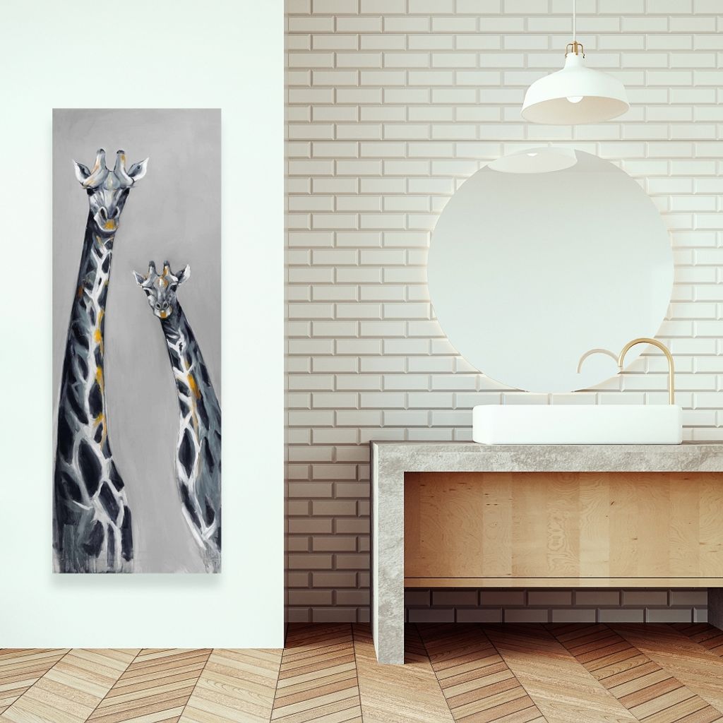 Living Room Artwork, Giraffes, 16 X 48, Framed