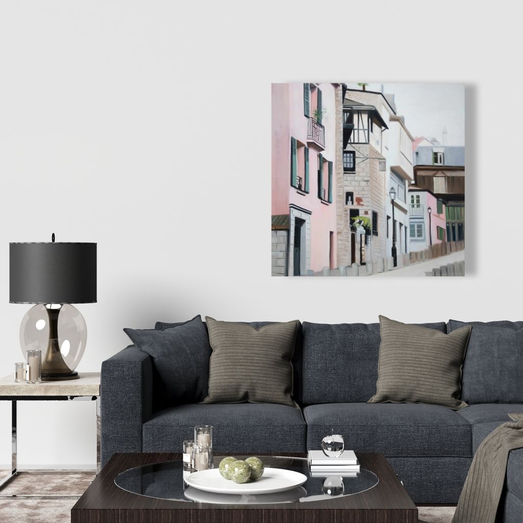Street In Montmartre In Paris 36 X 36, Stretched Canvas Unframed