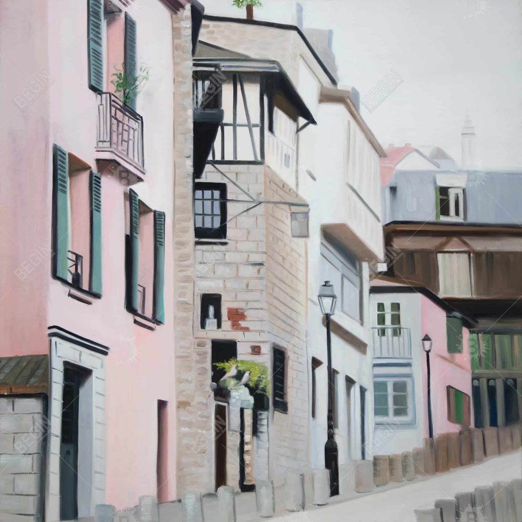 Street In Montmartre In Paris 36 X 36, Stretched Canvas Unframed