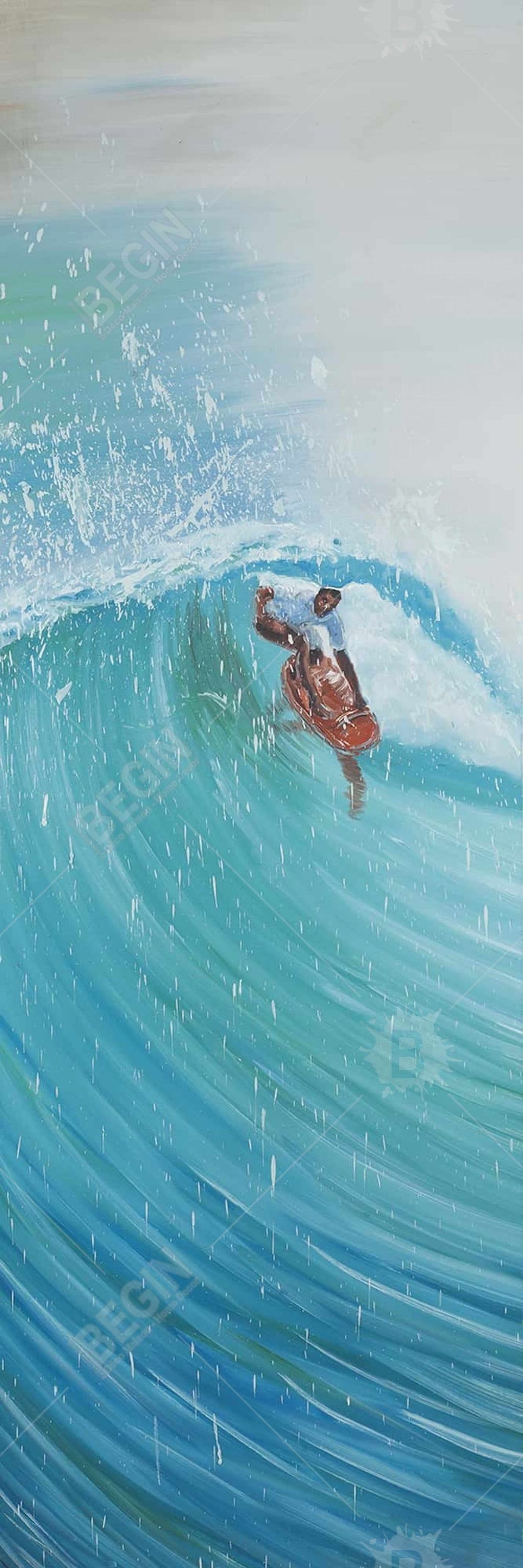 Preview image for Surfer In The Middle Of The Wave 16 X 48, Stretched Canvas Unframed