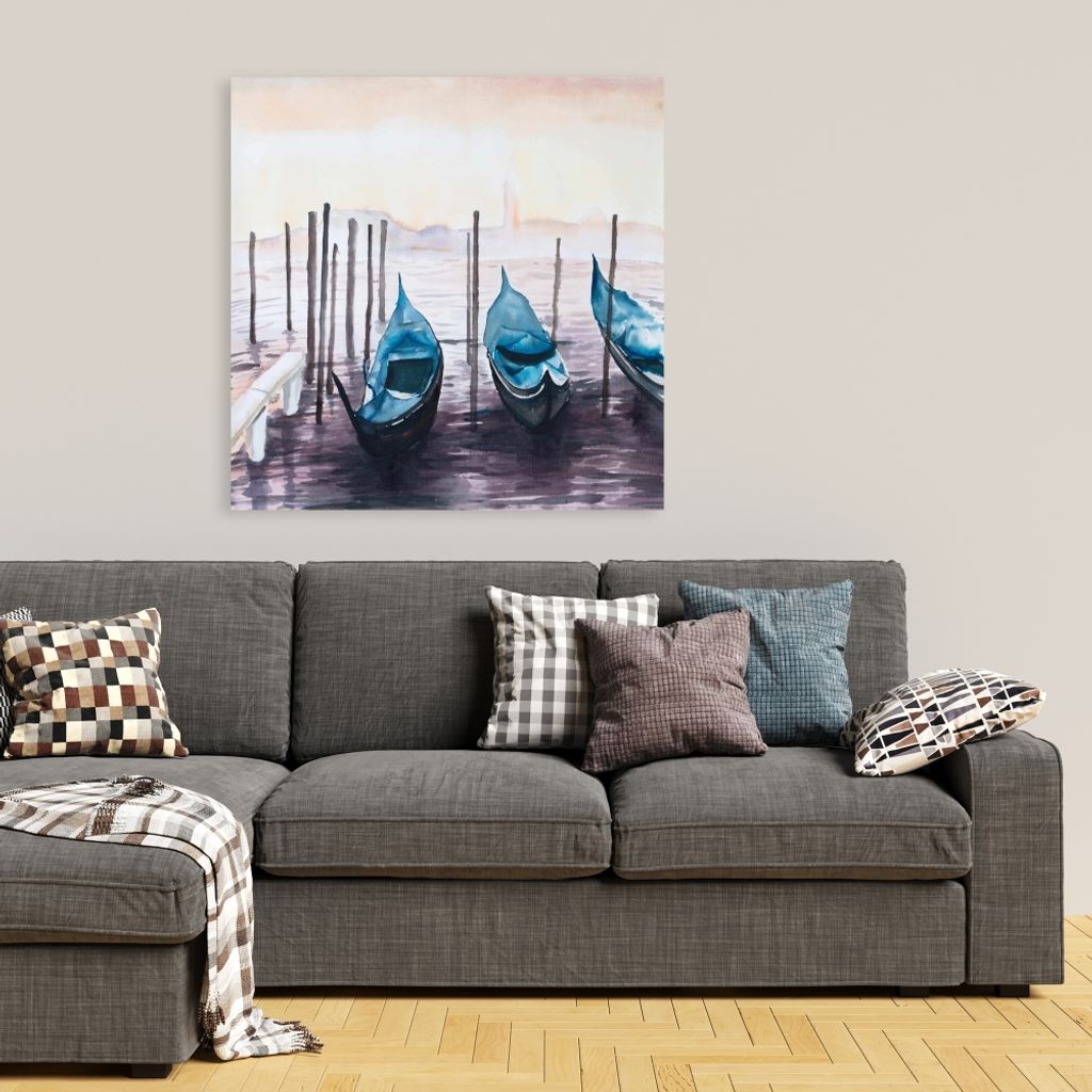 The Gondola In Italy 36 X 36, Stretched Canvas Unframed