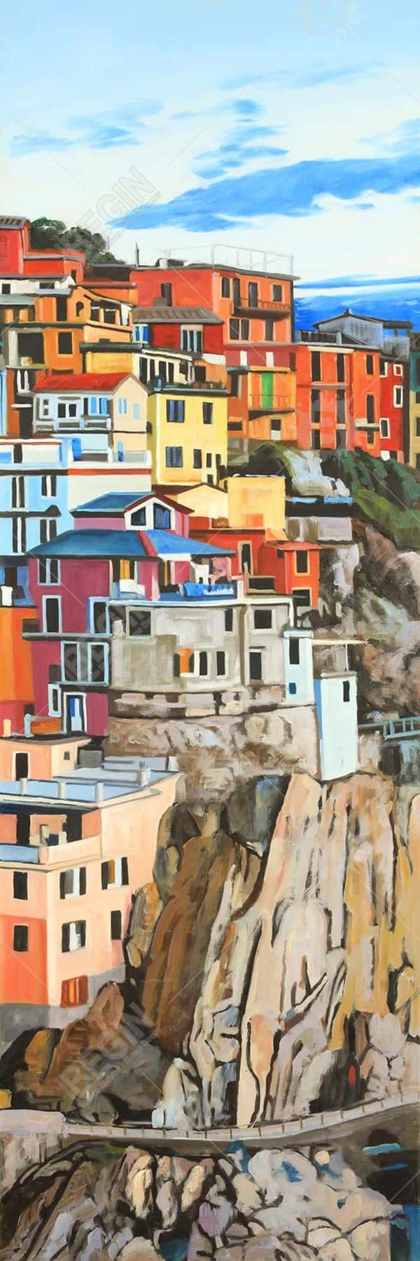 View Of Manarola In Italy 16 X 48, Stretched Canvas Unframed