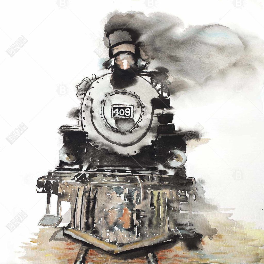 Boy's Bedroom Train Artwork, 25.26 X 37.26, Framed