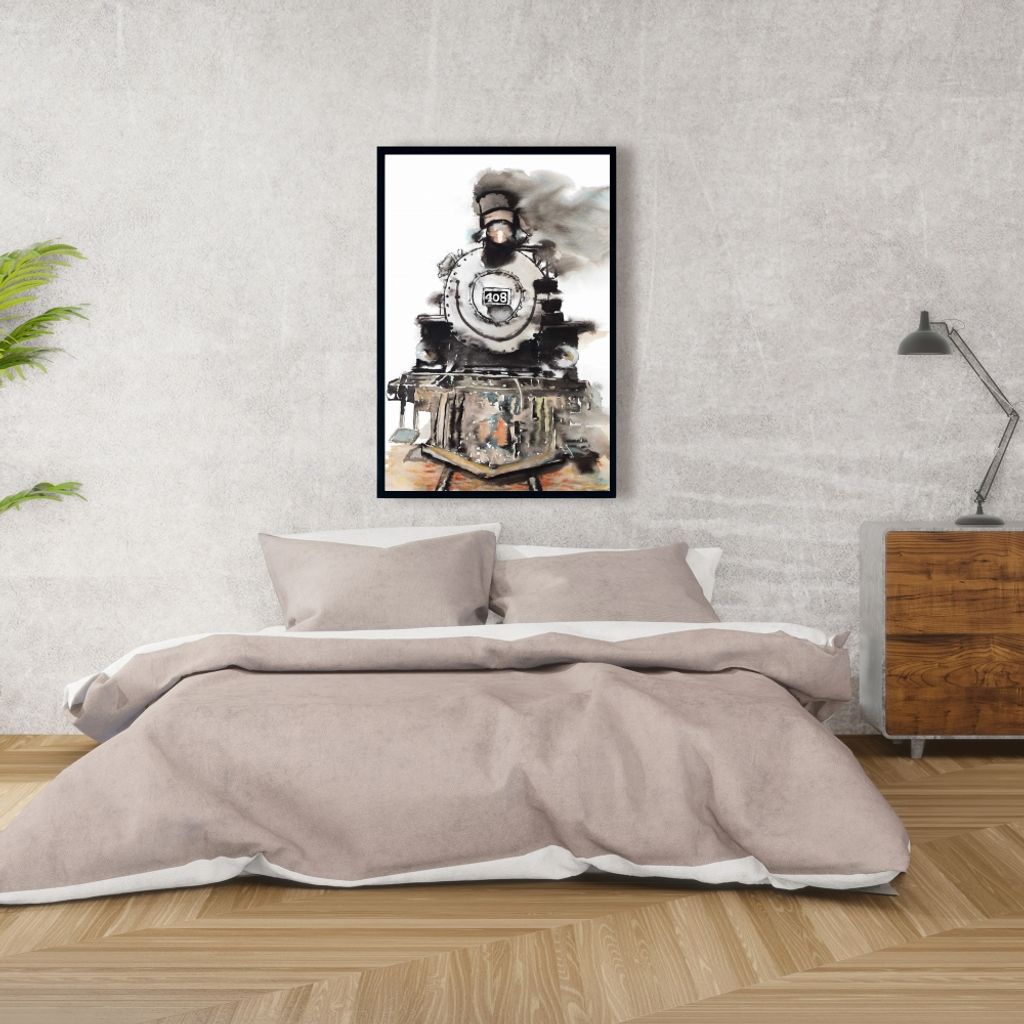Boy's Bedroom Train Artwork, 25.26 X 37.26, Framed
