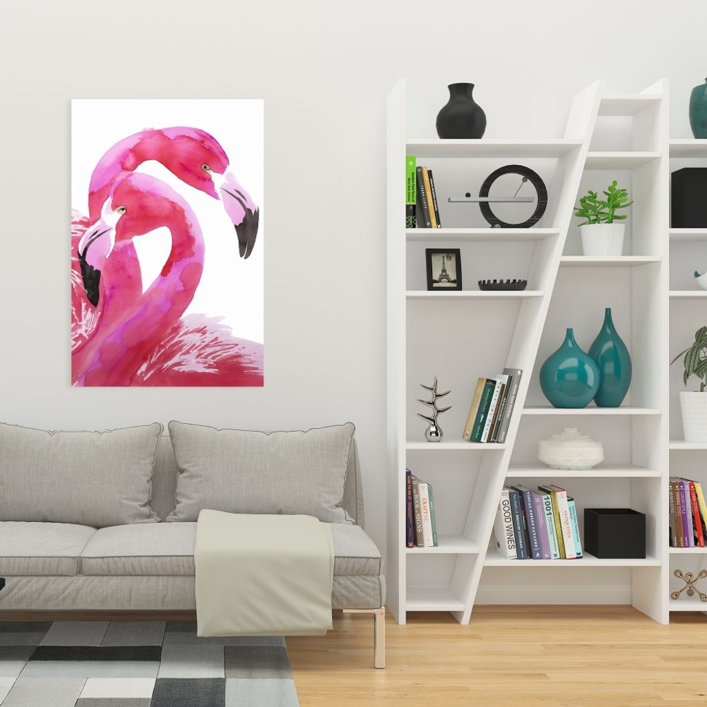 Watercolor Flamingo Love 24 X 36, Stretched Canvas Unframed