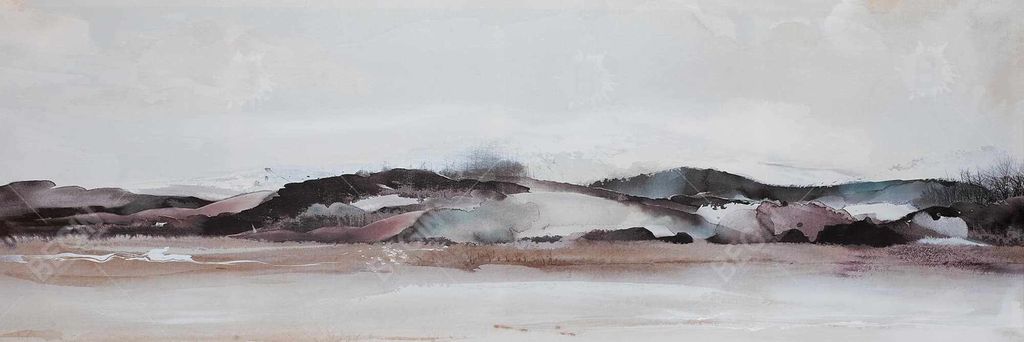 Watercolor Mountains 20 X 60, Stretched Canvas Unframed