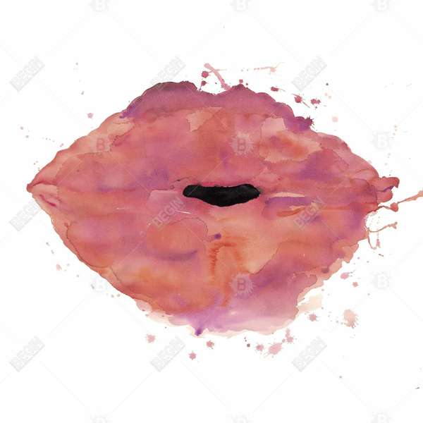 Watercolor Pink Lipstick 37.25 X 37.25, Framed Stretched Canvas