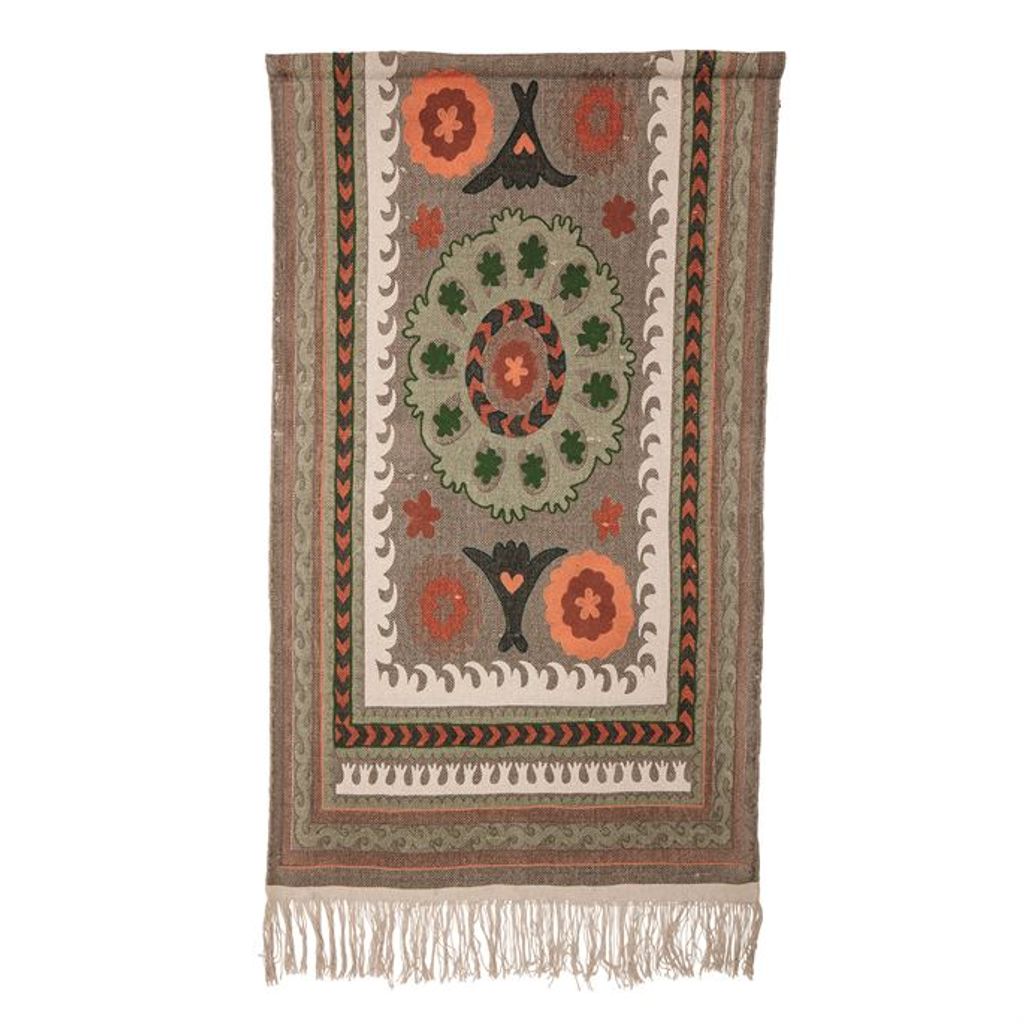 Preview image for Cotton Suzani Wall Hanging W/ Fringe, Multi Color
