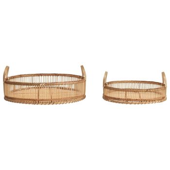 Decorative Bamboo Trays W/ Handles, Set Of 2: Set Of 2