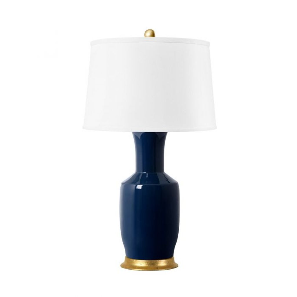 Navy Blue Porcelain Table Lamp, 33" high