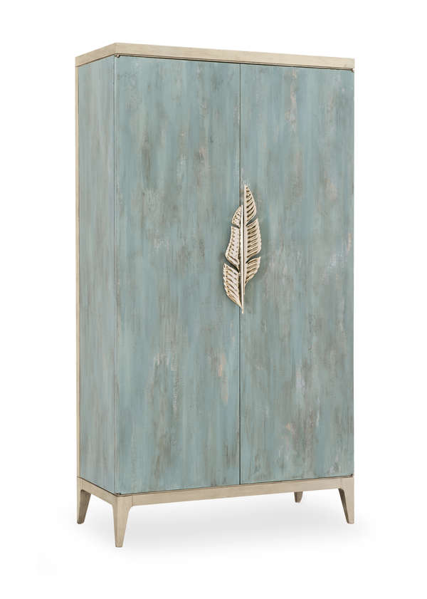 Aqua Armoire With Leaf Motif