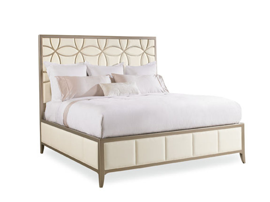 Preview image for Upholstered Bed With Taupe Fretwork Detail - King