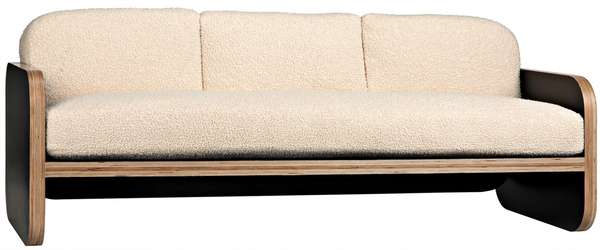 Handmade Maple Veneer Sofa With Poodle Fabric (84"W)