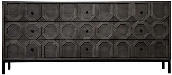 Wimborne 9 Drawer Buffet, Walnut/Steel