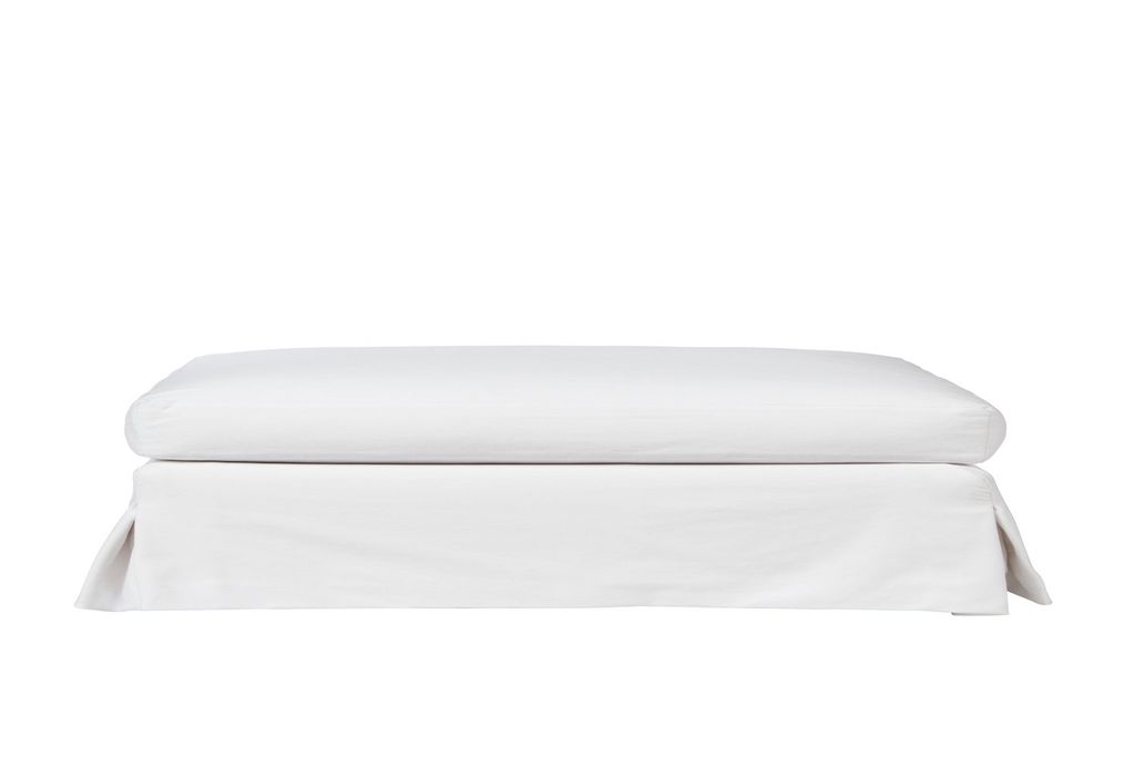 White Denim Upholstered Bench