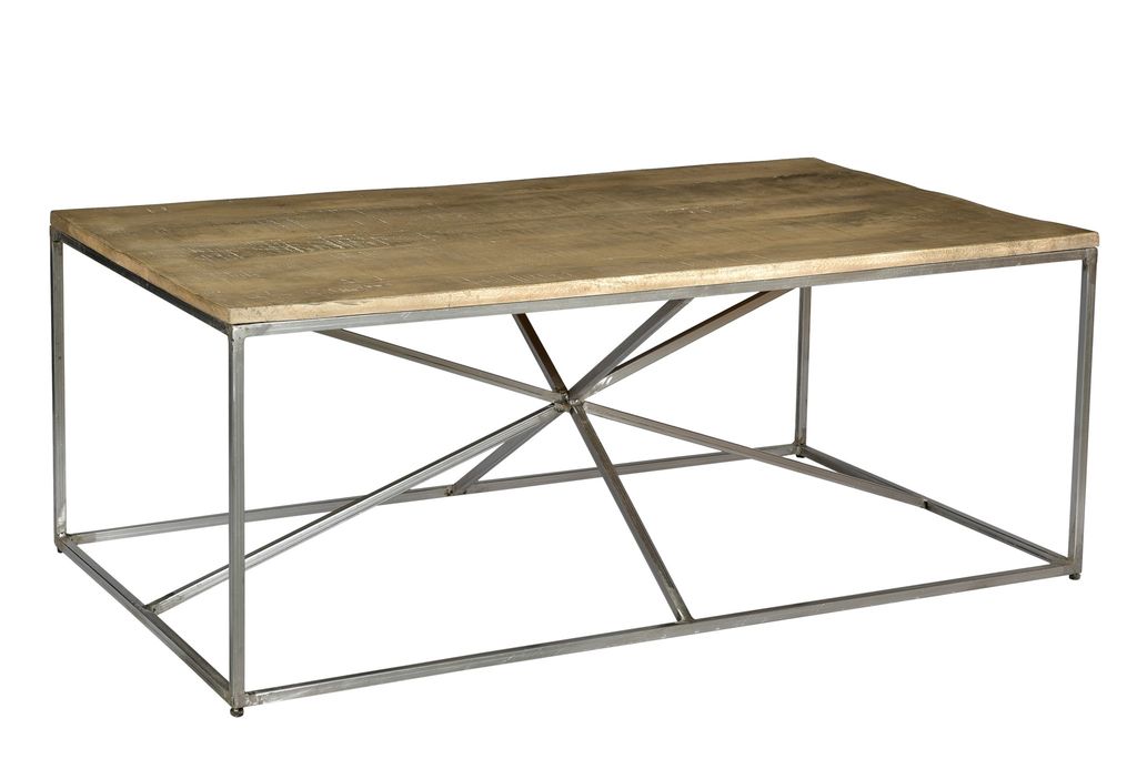 Bengal Manor Rough Mango Wood And Iron Asterisk Rectangle Cocktail Table