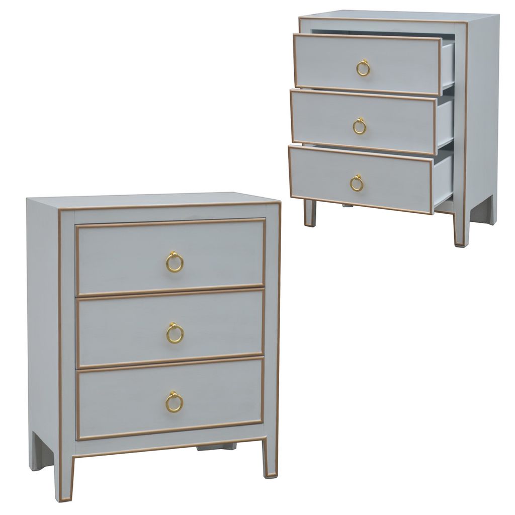 Preview image for Phoebe White And Gold 3 Drawer Chest