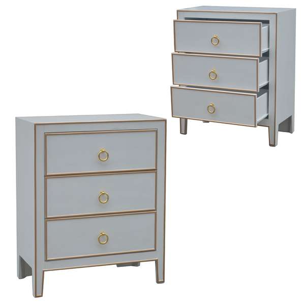 Phoebe White And Gold 3 Drawer Chest