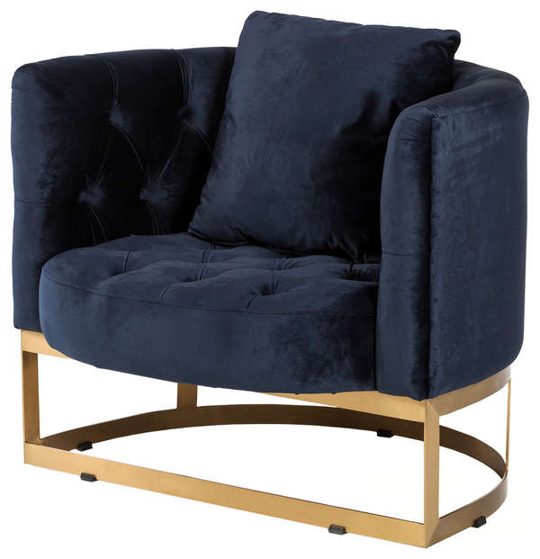 Bach Occasional Chair, Navy Blue Velvet