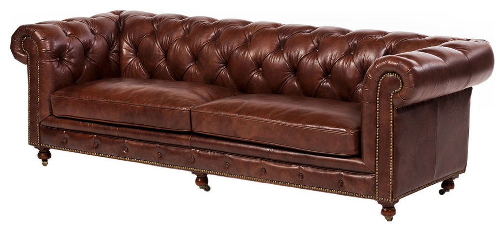 Preview image for Chestnut Brown Leather Chesterfield Sofa 94"