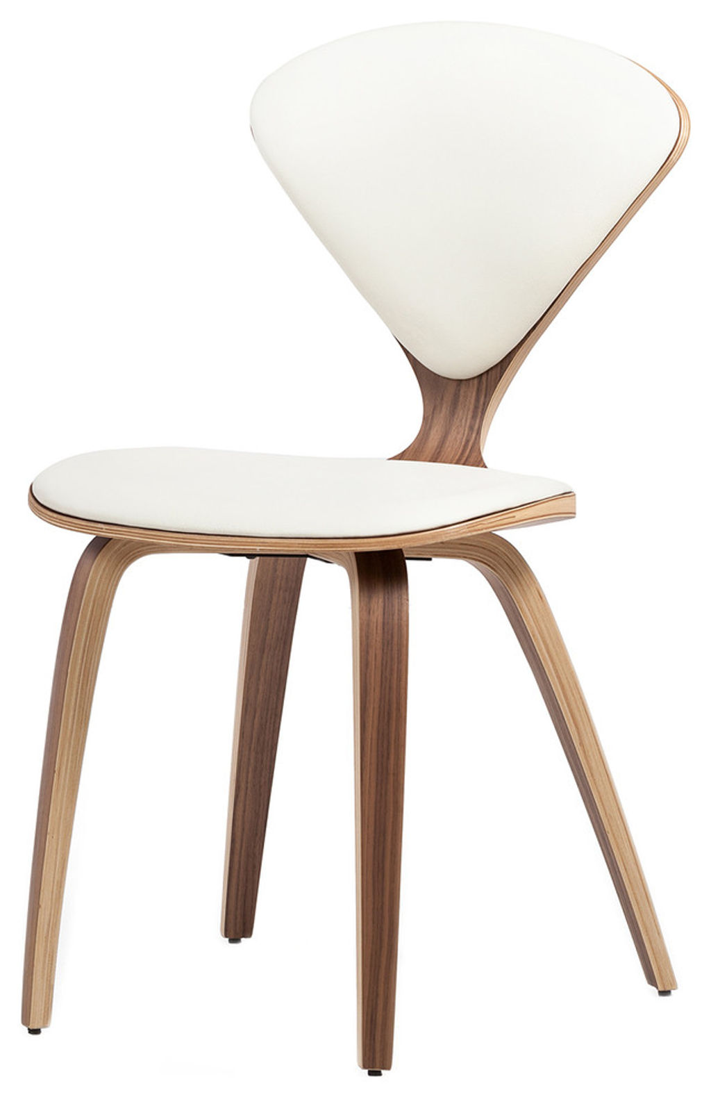 Preview image for Midcentury Modern Satine Dining Chair With Walnut Veneer, White Leather