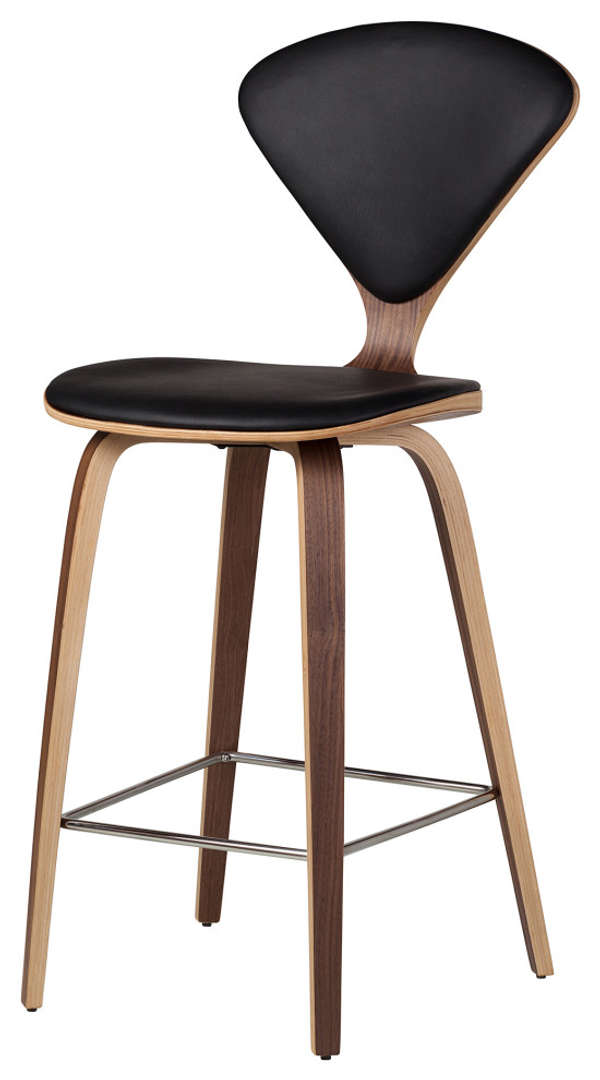 Satine Inspired Stool, Black Leather, Counter Height