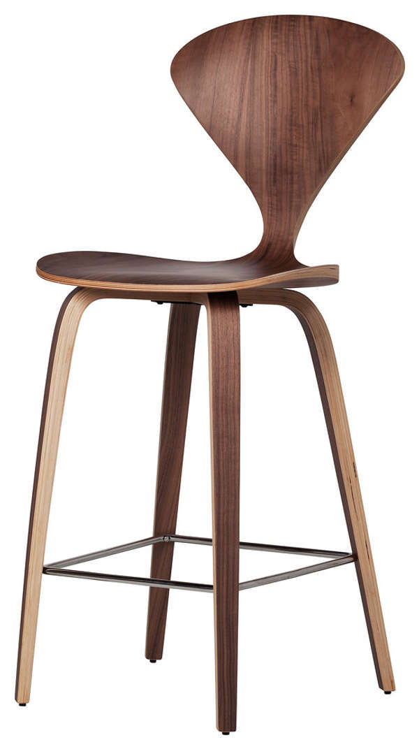 Satine Stool With Walnut Veneer, Counter Height