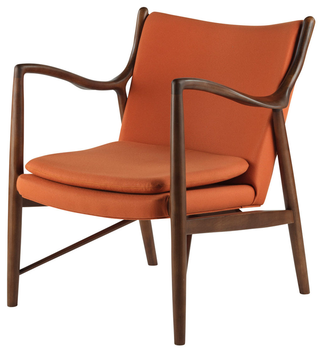 Preview image for Mid Century Walnut Arm Chair Orange