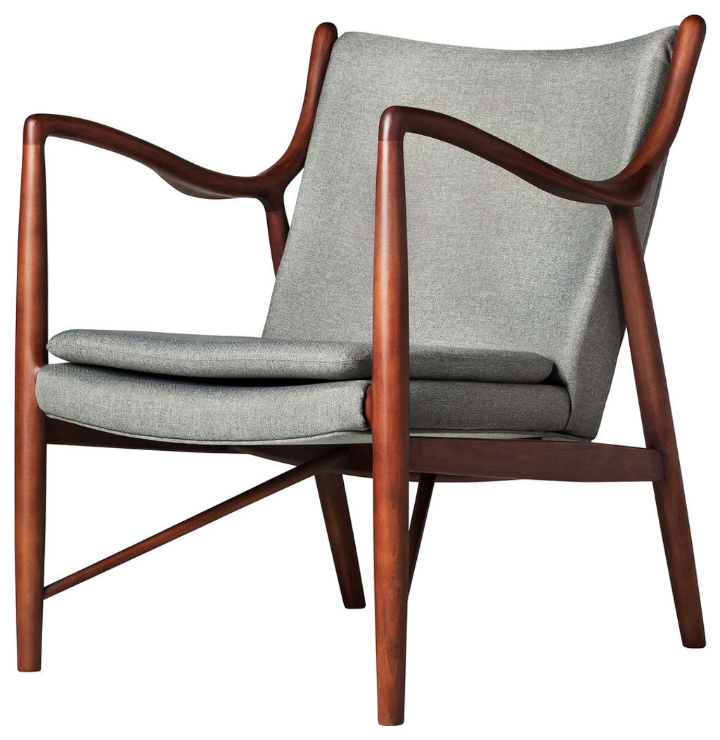 Preview image for Walnut Arm Chair, Light Gray