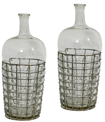 Glass  Bottle / Vase Set Of 2