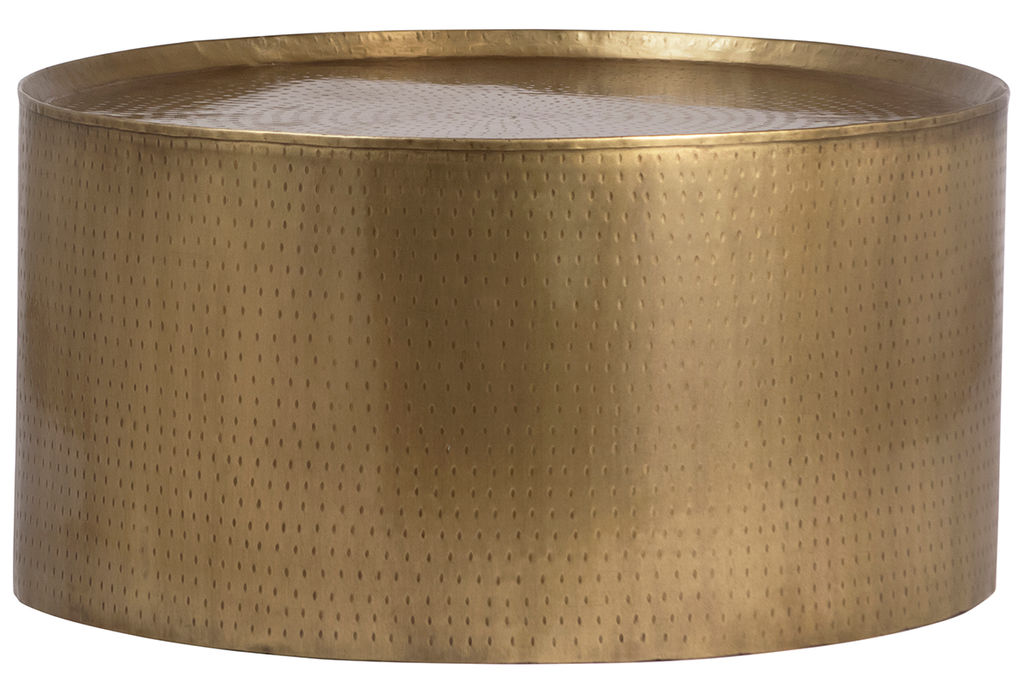 Coffee Table, Drum in Brass Finish, 36"W x 36"D