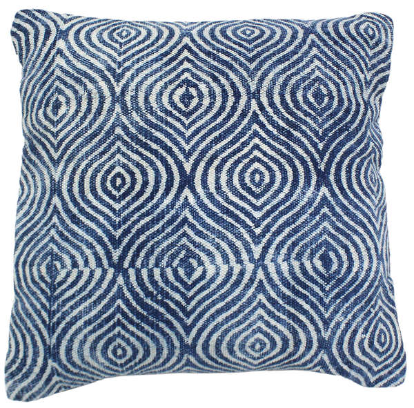 Blue Curve Print Pillow 20" Square