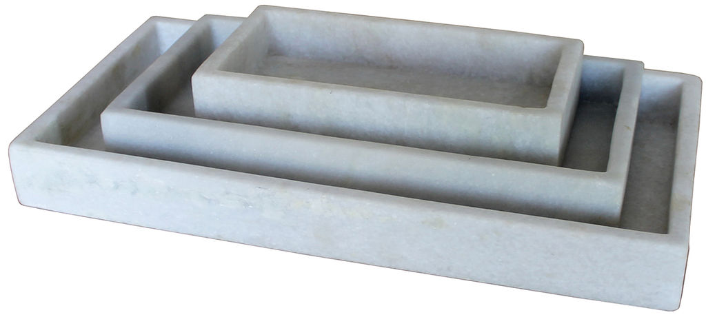White Marble Tray Set Of 3