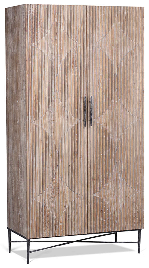 Reeded Storage Cabinet Elm Wood + Hand Forged Iron