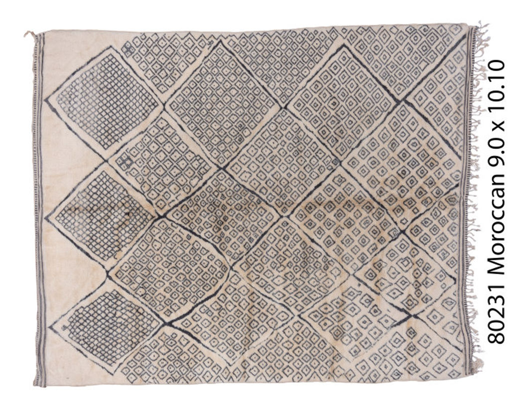 Preview image for Moroccan Carpet With All-Over Diamond Design Gray & Cream Tones, Neutral Palette