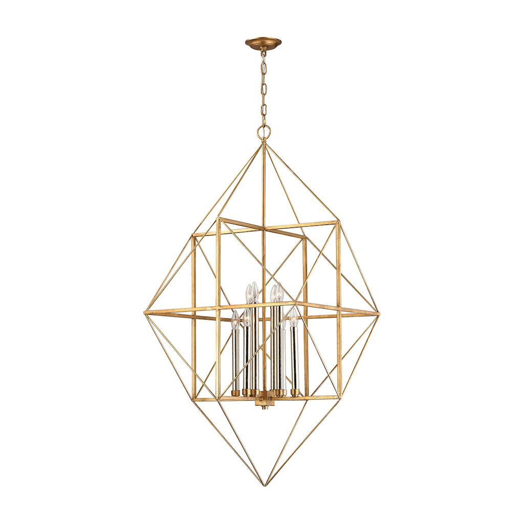 Connexions 8-Light Chandelier In Antique Gold And Silver Leaf