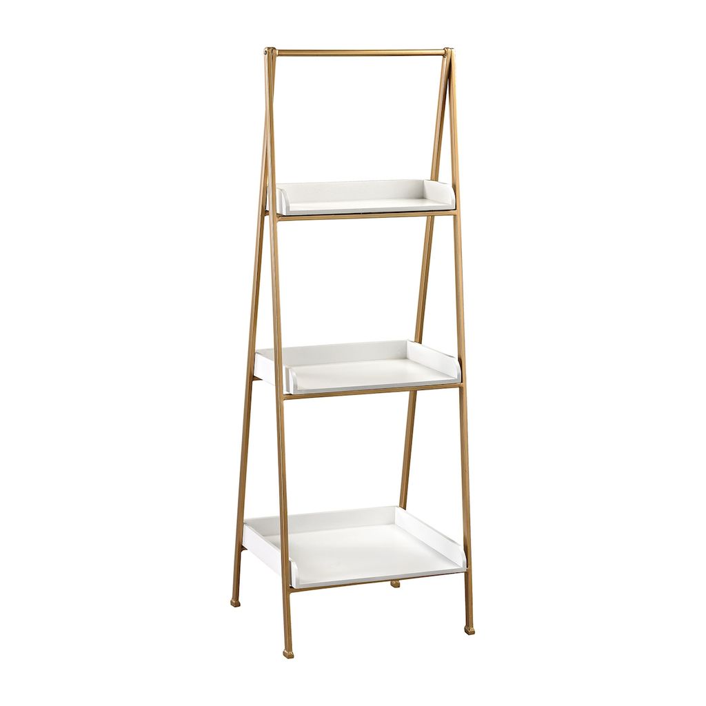 Kline Accent Shelf In White And Gold