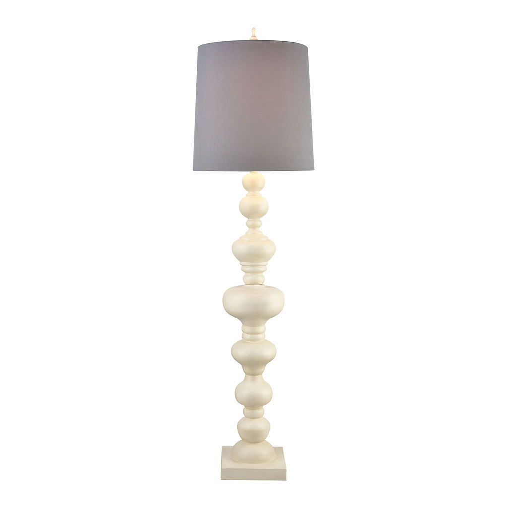 Preview image for Meymac Floor Lamp In White With A Grey Faux Silk Shade