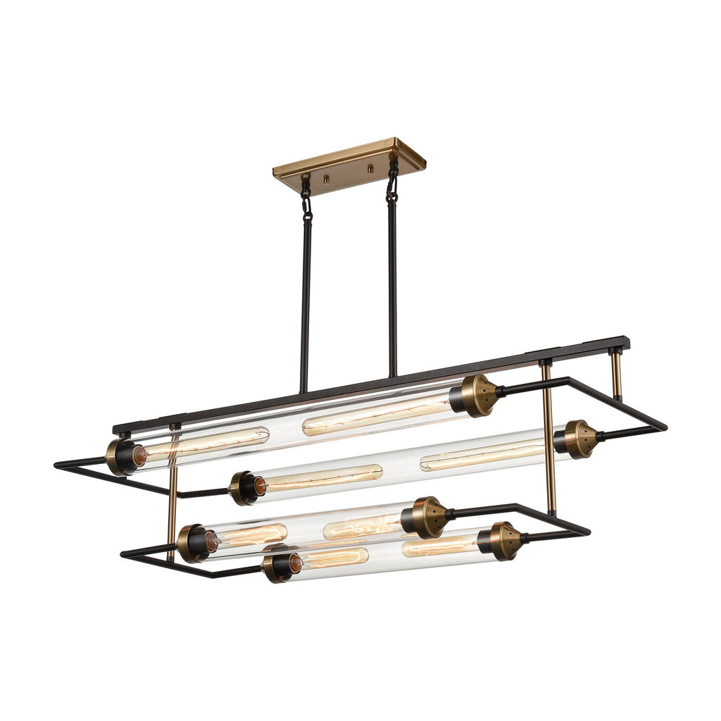 Preview image for North By North East 8-Light Linear Chandelier In Oil Rubbed Bronze And Satin Brass