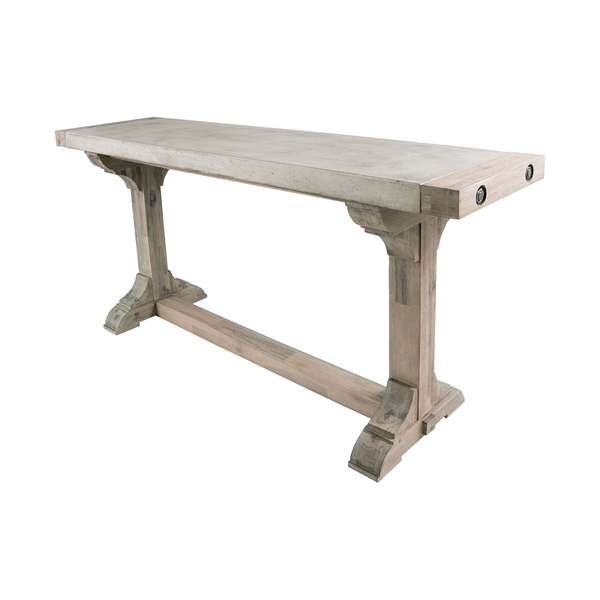 Pirate Console Table In Concrete And Wood With Waxed Atlantic Finish